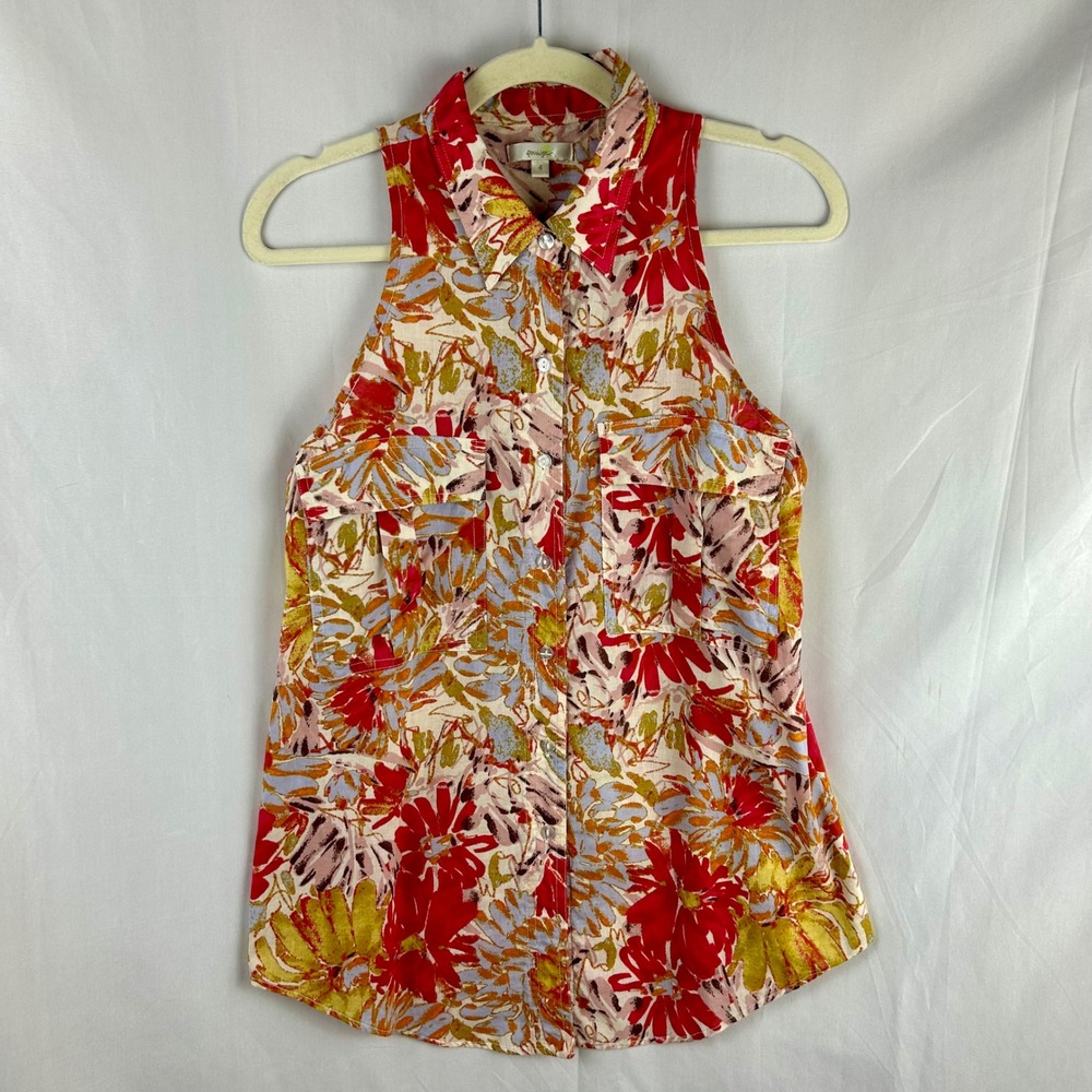 Porridge‎ Anthropologie Floral Sleeveless Collared Button Up Shirt Womens Size 4 - Picture 2 of 8